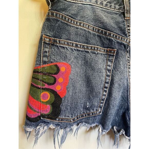 Free People Fields of Sun Boulder Beach Butterfly Frayed Denim Short 27 - Picture 15 of 16